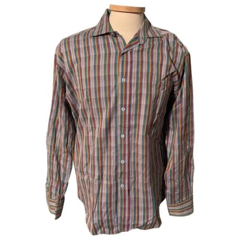 Bugatchi medium multi coloured striped casual long sleeve shirt.